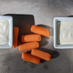 Prepared packet-made ranch on the left, bottled ranch on the right